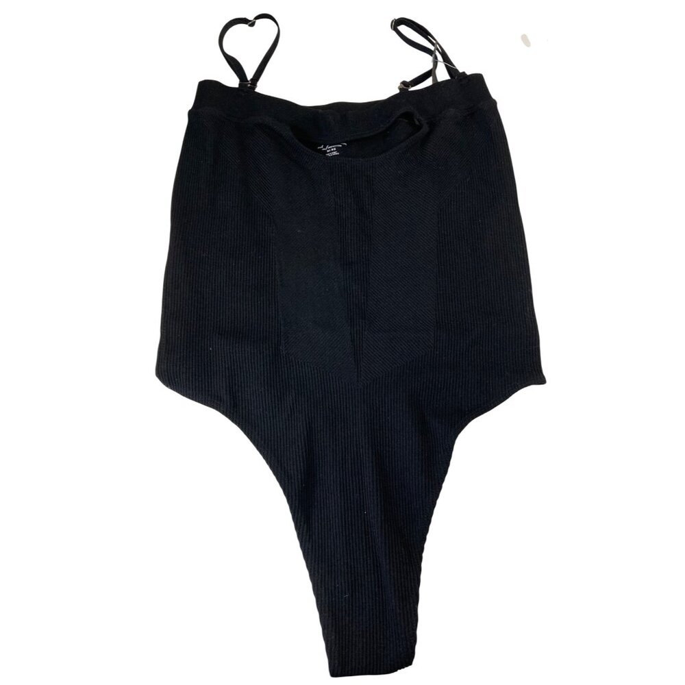 Urban Outfitters Black Ribbed Bodysuit M / L Keyhole Thong Out from Under New